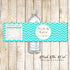 30 Bottle Label Teal Chevron Wedding Bridal Shower