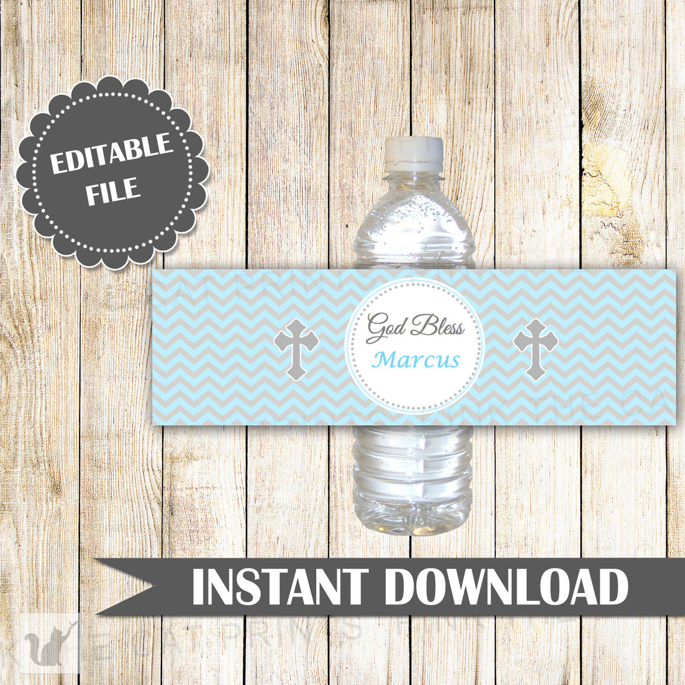 baptism bottle label for boy