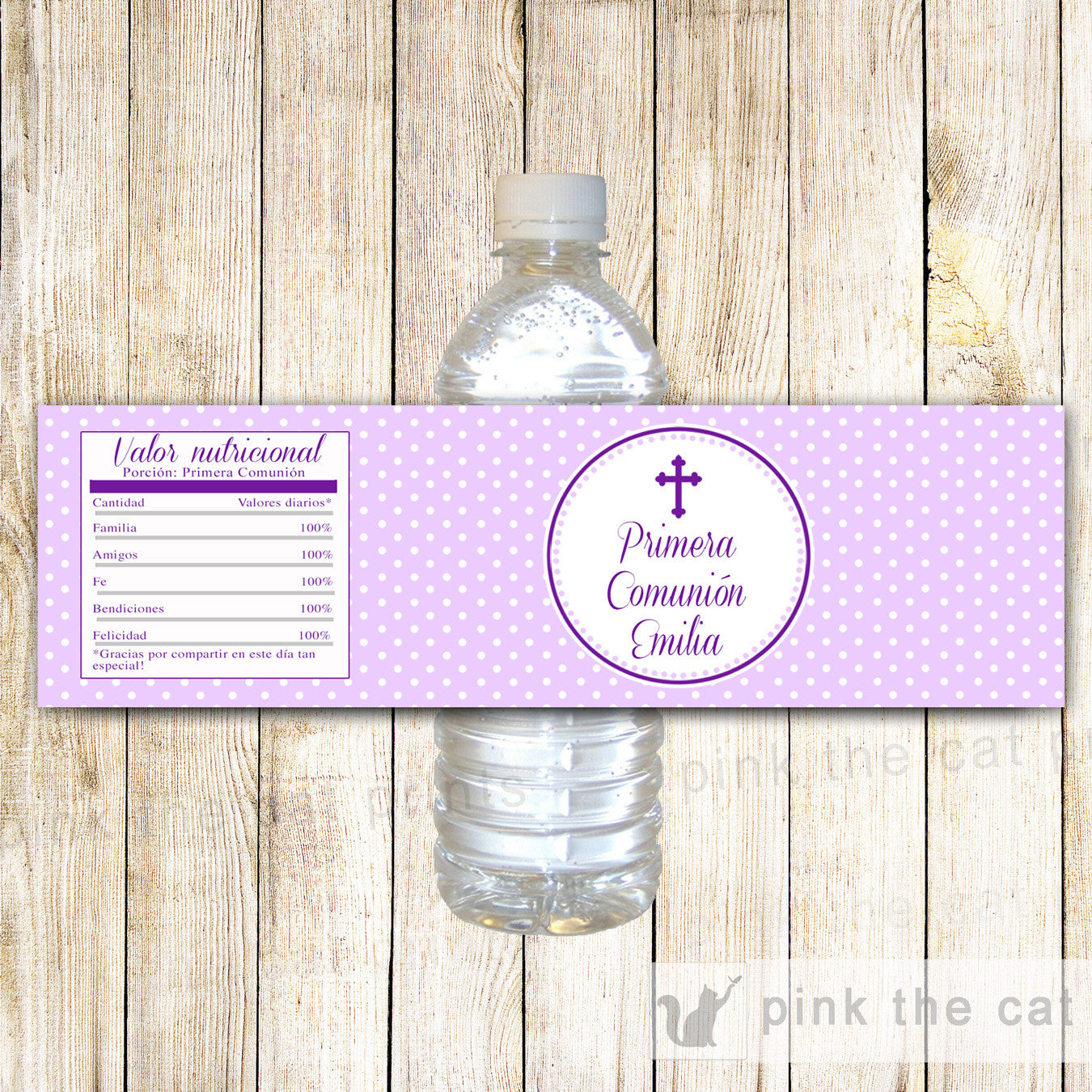 Lavender Bottle Label Wrapper Girl Baptism Communion
