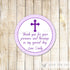 purple christening labels