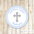 Blue Boy Baptism Thank You Label Christening Tag Dedication Sticker