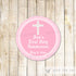 Baptism Sticker Gift Favor Tag Label Communion Pink Pearls
