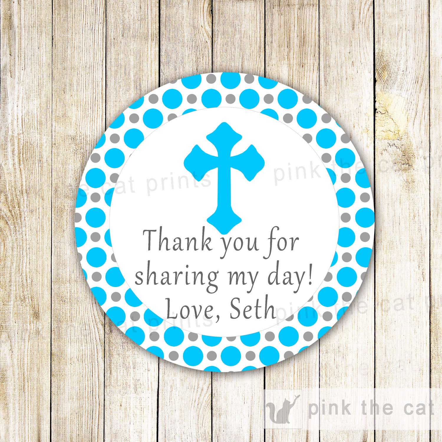 Boy Baptism Christening Favor Label Sticker Gift Tag Blue First Communion