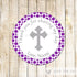 40 Christening Baptism Favor Label Communion Purple