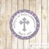 40 Dedication Baptism Favor Label Communion Purple Grey