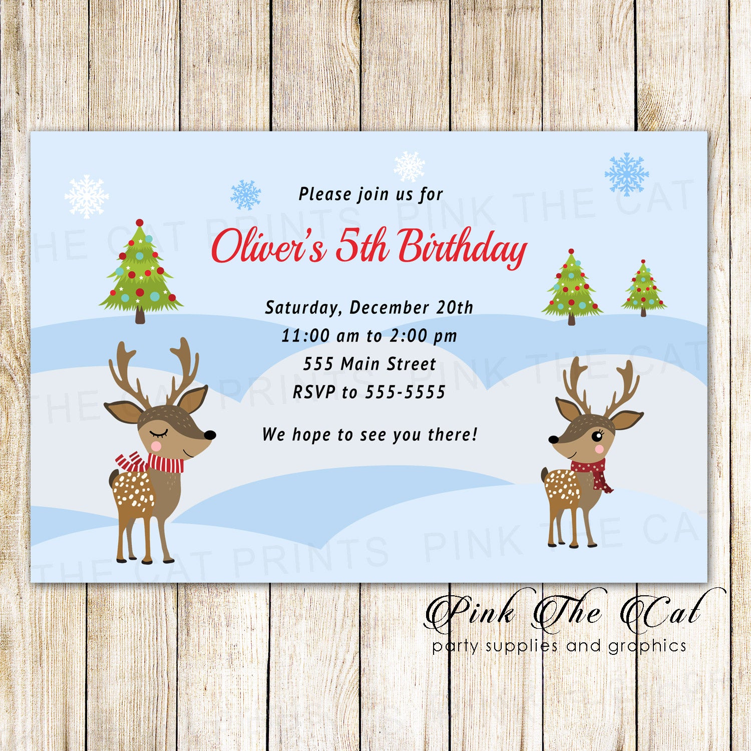 Christmas kids birthday party invitation raindeer printable