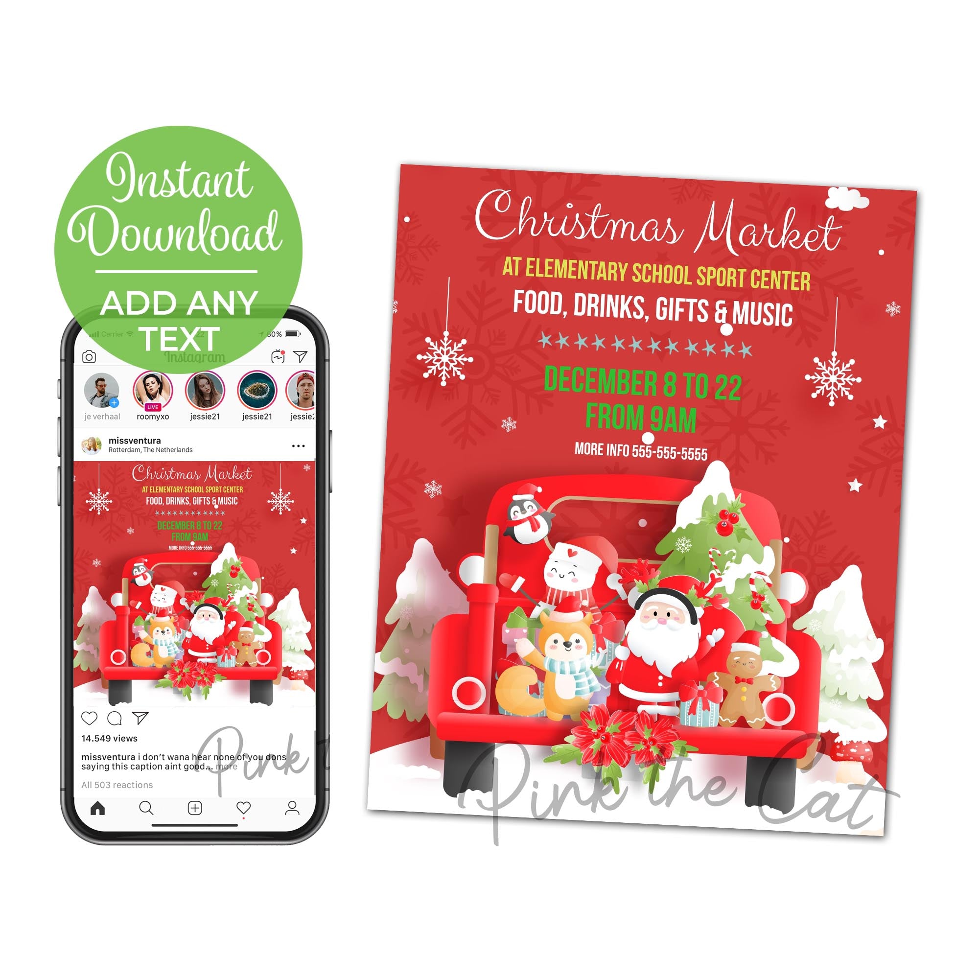 Holiday christmas market flyer printable