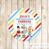 Circus Carnival Favor Label Sticker Gift Tag Kids Birthday Party