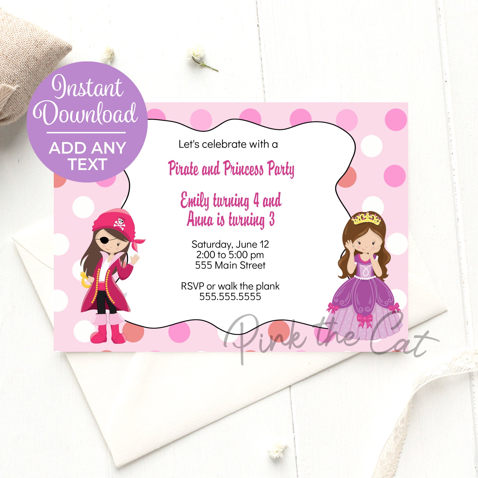 Pirate Princess Invitation Girl Birthday Party