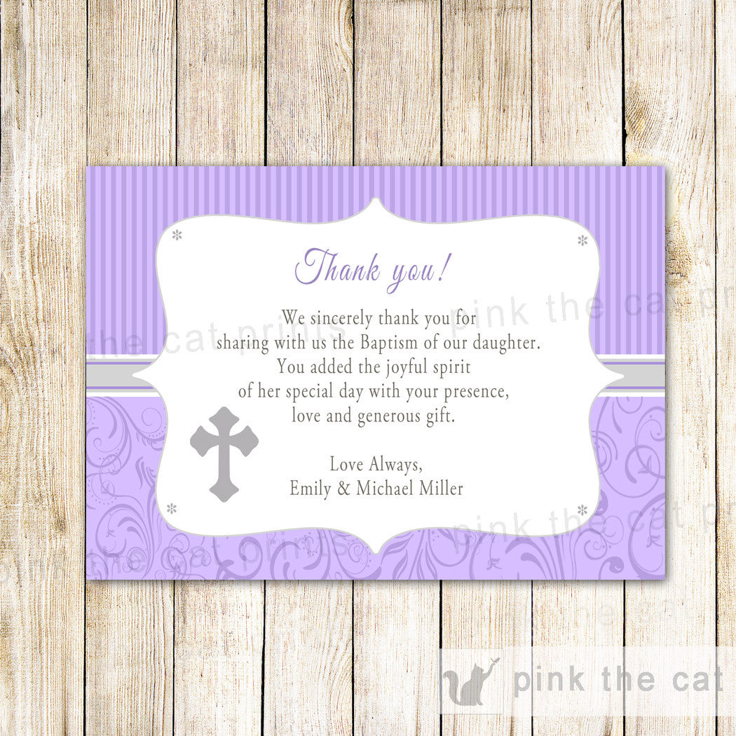 Thank You Notes Girl Baptism Holy Communion Lavender