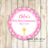 Girl first holy communion favor label tag pink chalice printable