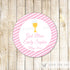 First Holy 1st Communion Favor Label Sticker Gift Tag Pink Chalice