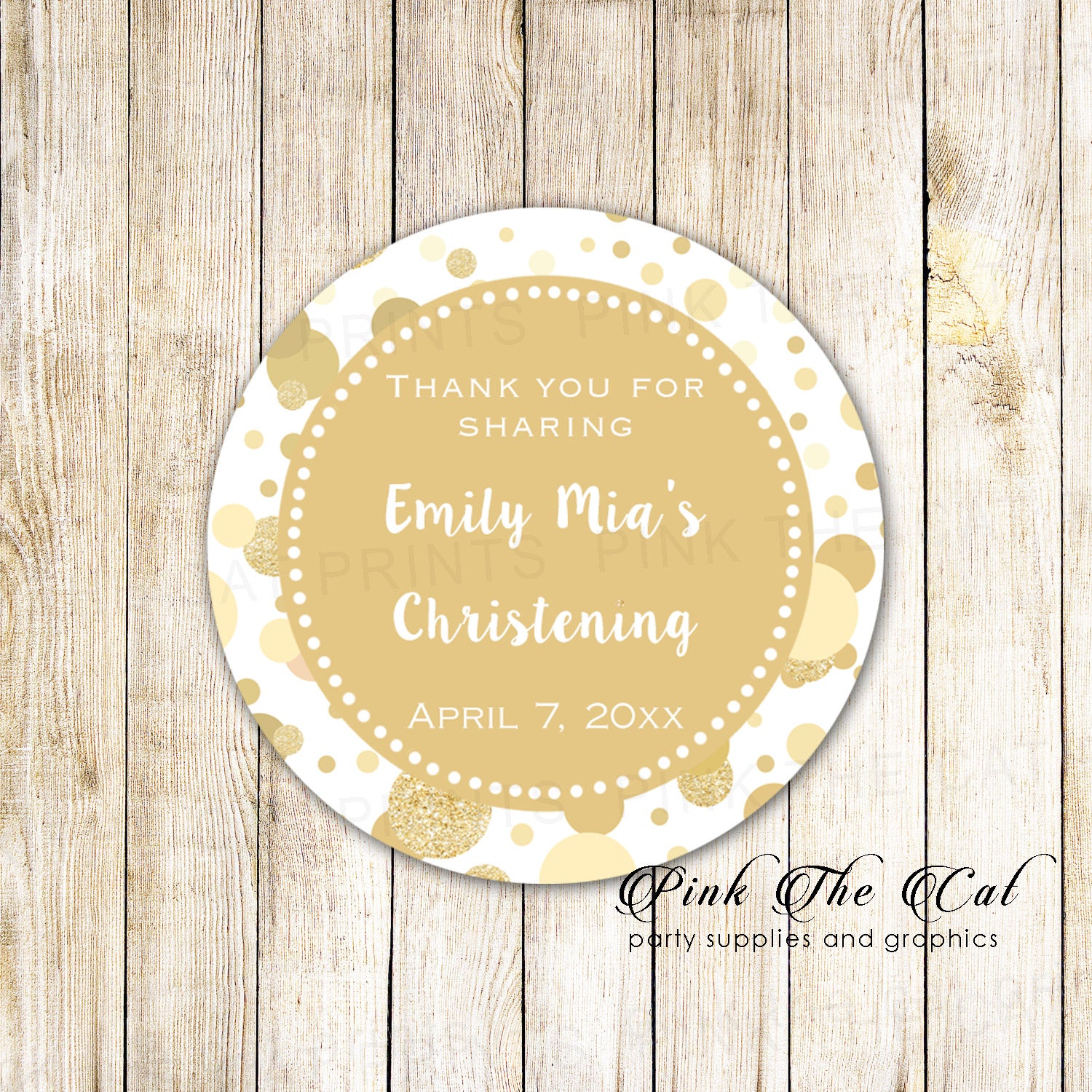 40 stickers christening communion baptism favor label gold