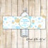 30 Printed Confetti Blue Gold Glitter Birthday Bottle Label
