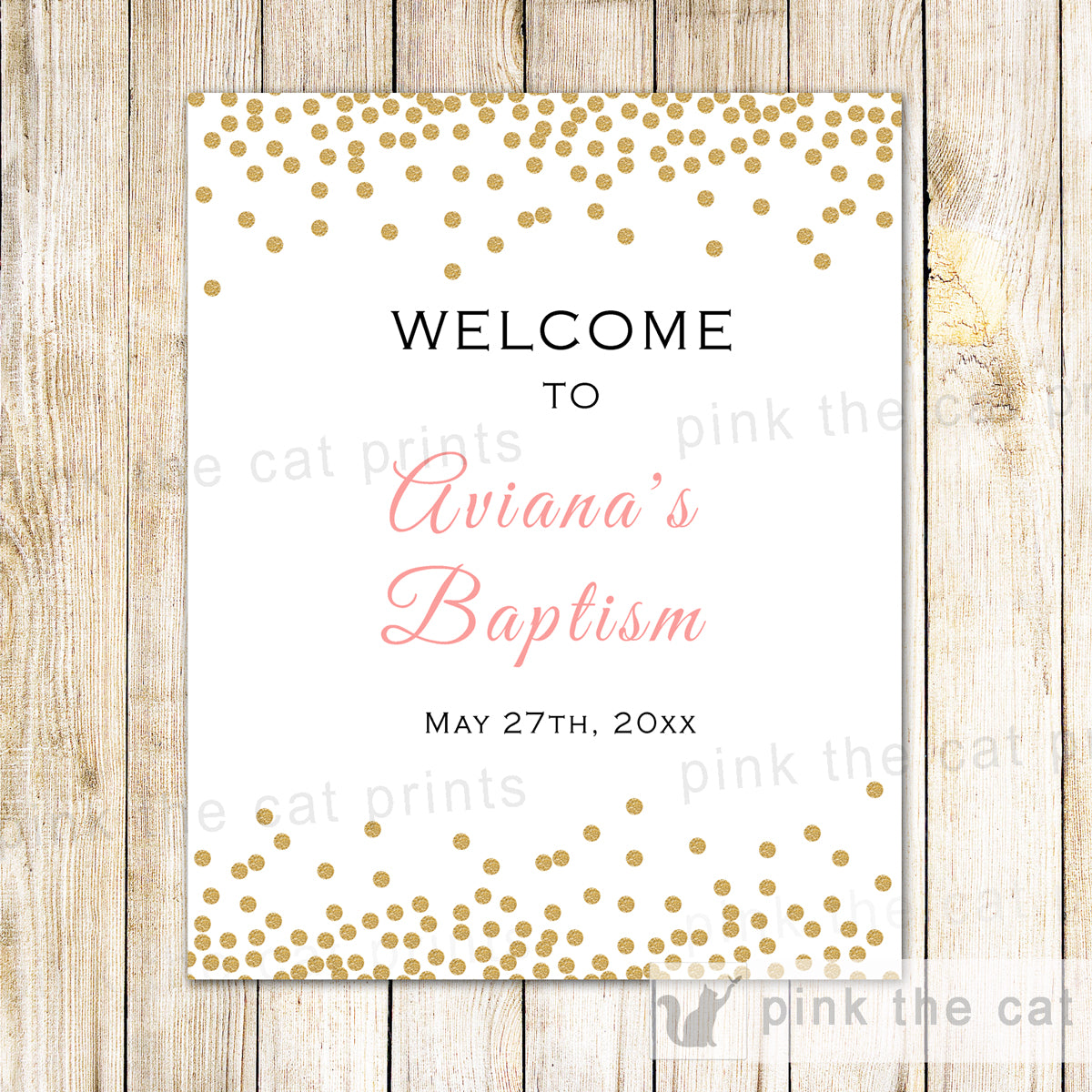 Confetti Welcome Sign Pink Gold