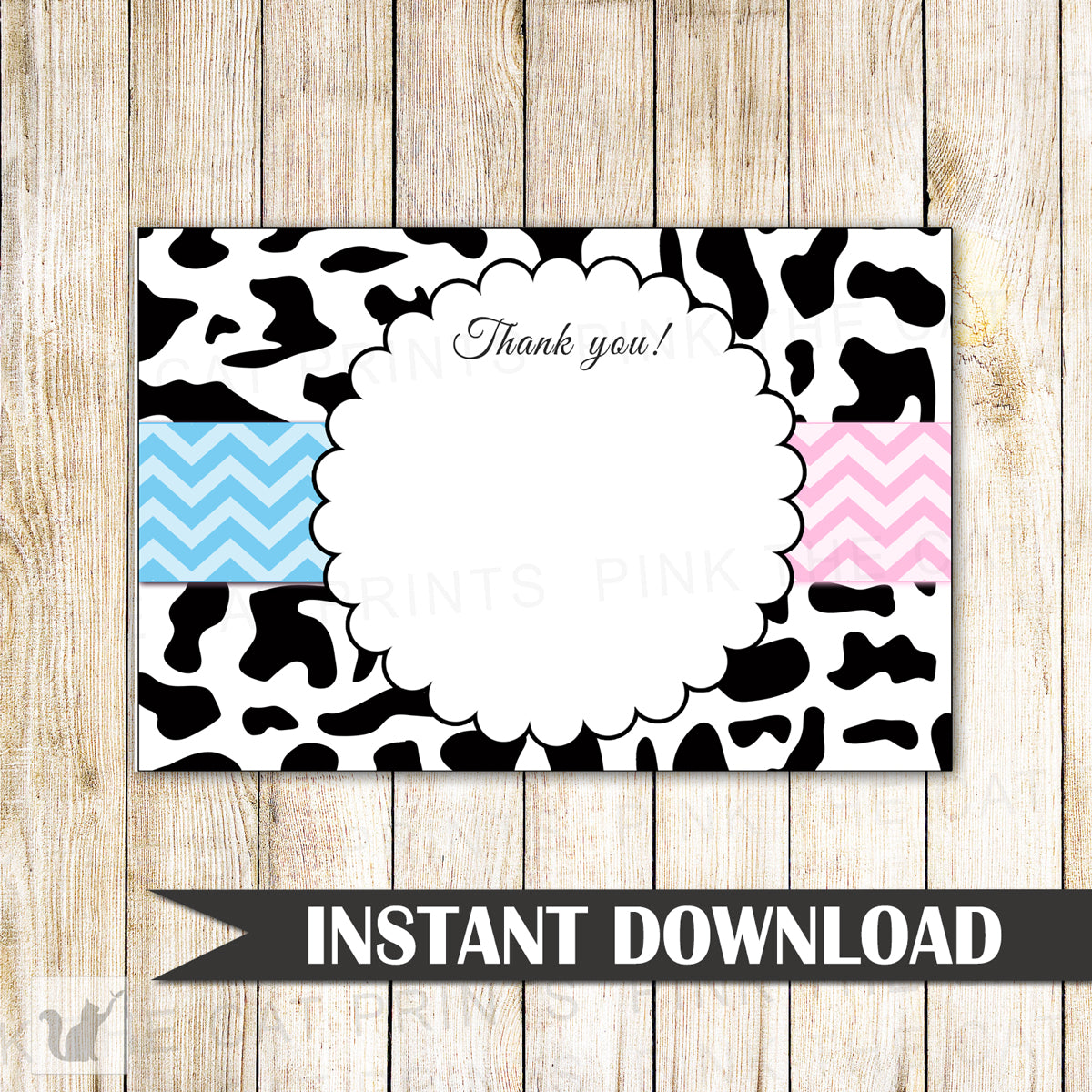 Cow Blank Thank You Card Note Baby Shower