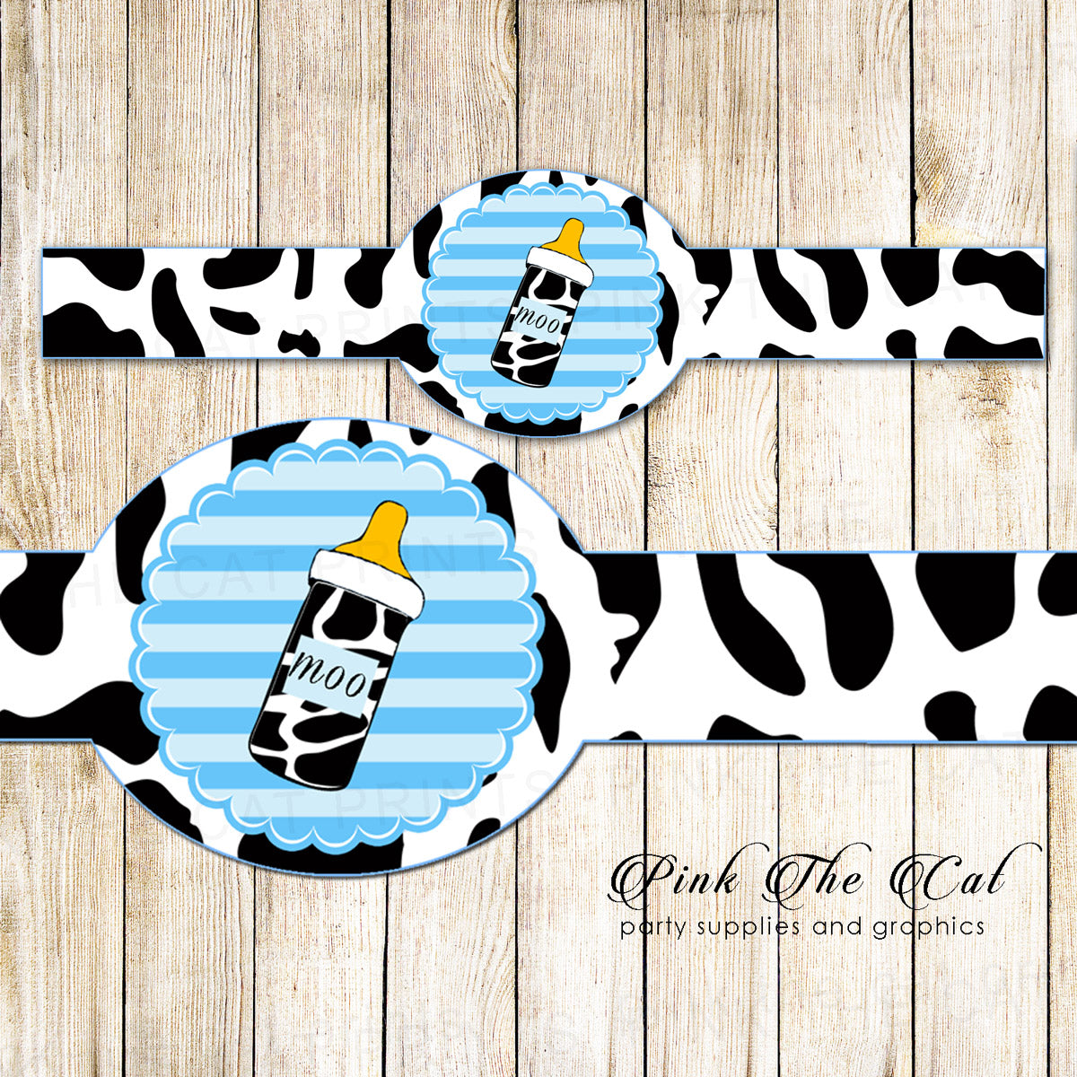 Baby Boy Shower Napkin Wrapper Blue Black Cow Printable