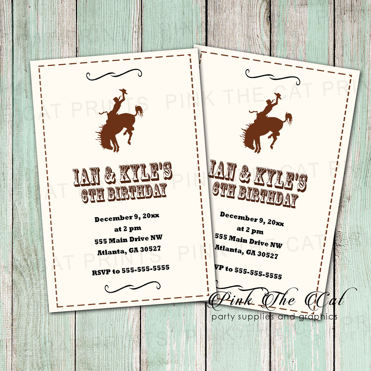 Rodeo cowboy invitations birthday rustic kids adults printable