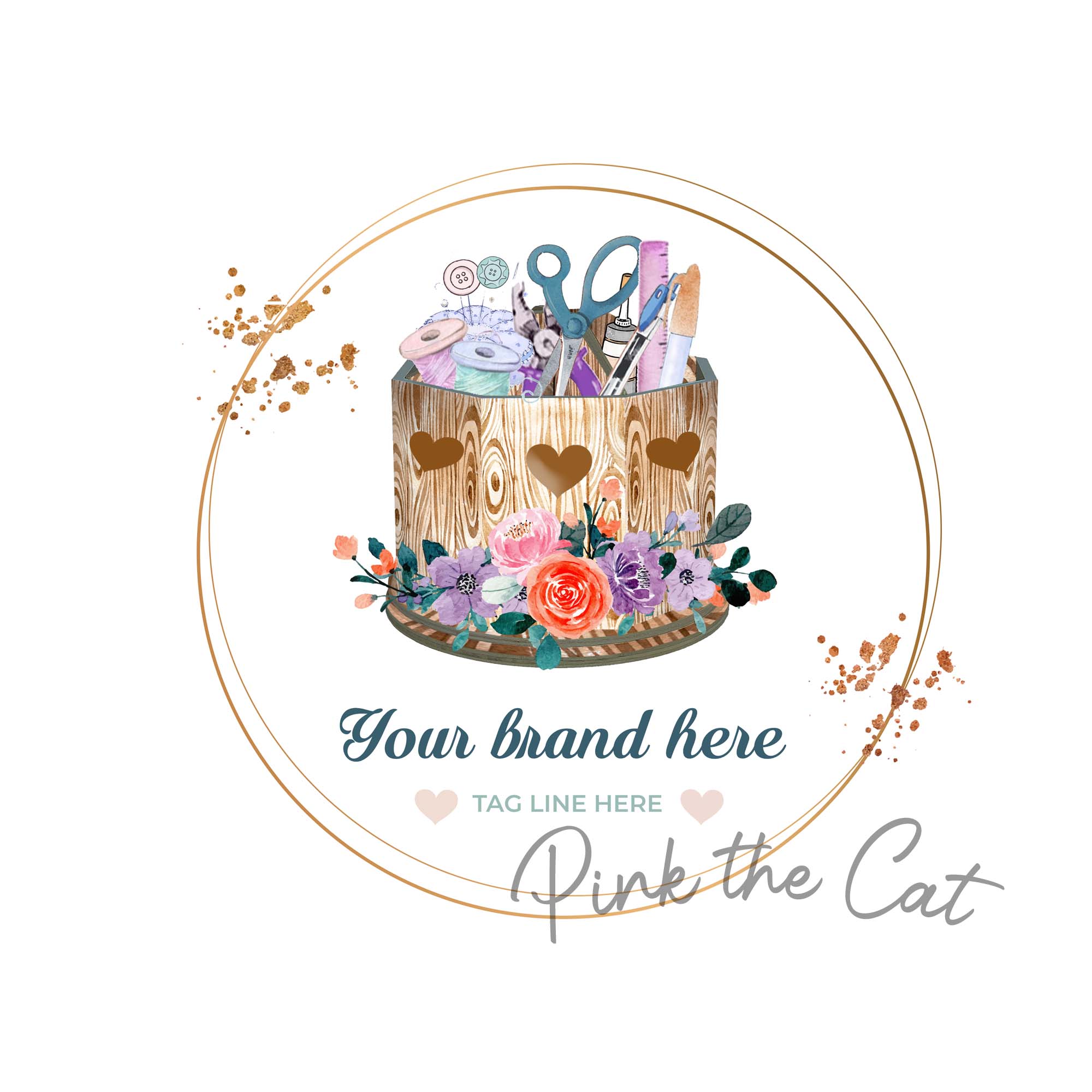Sewing crafter designer logo tools in box