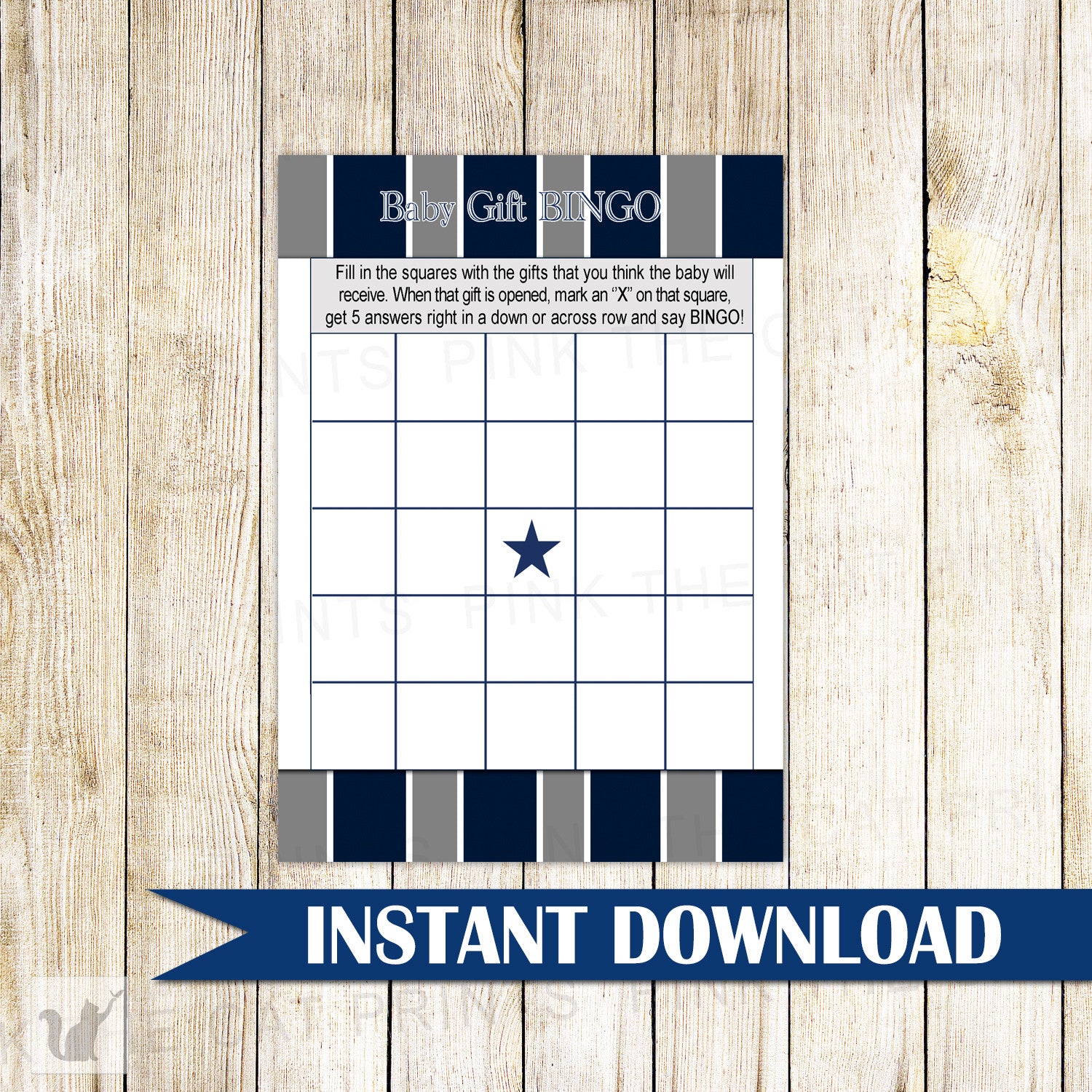 Baby Gift Bingo Card Baby Boy Shower American Football