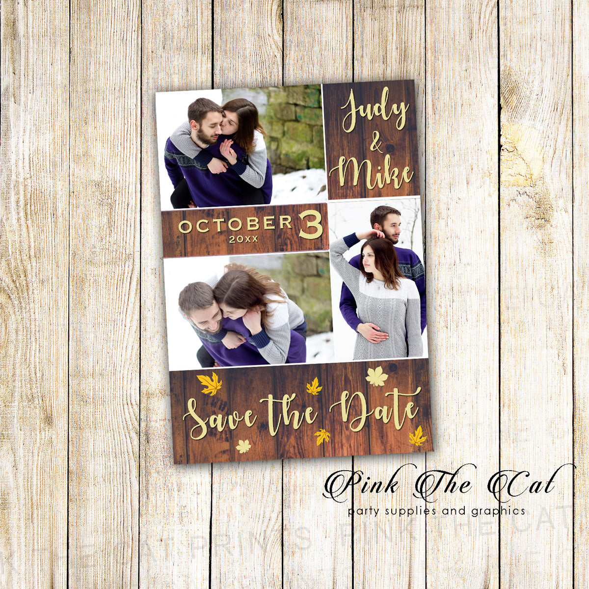 30 Printed Fall Rustic Wood Background Save The Date