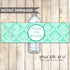 30th birthday bottle labels teal damask printable