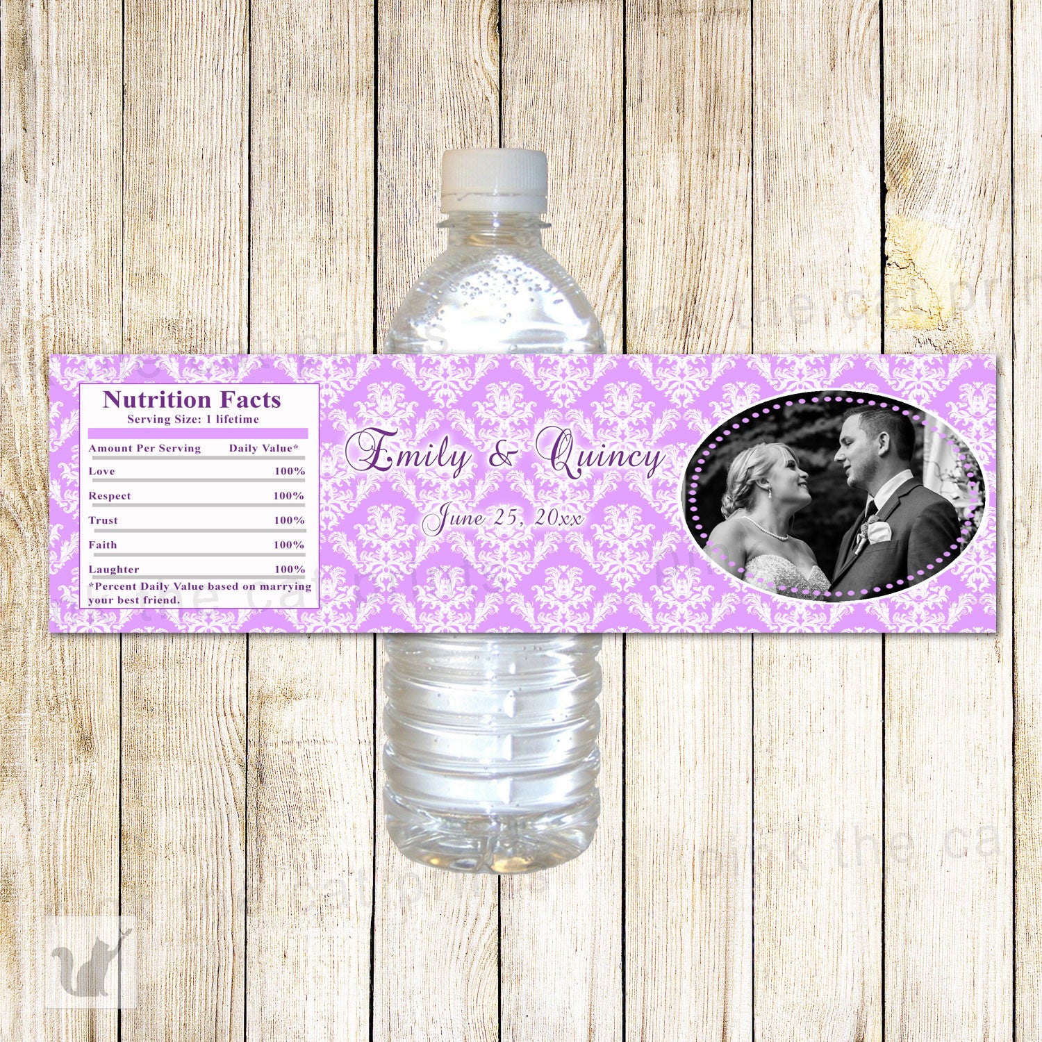 Bottle Labels Wedding Bridal Shower Anniversary Lavender