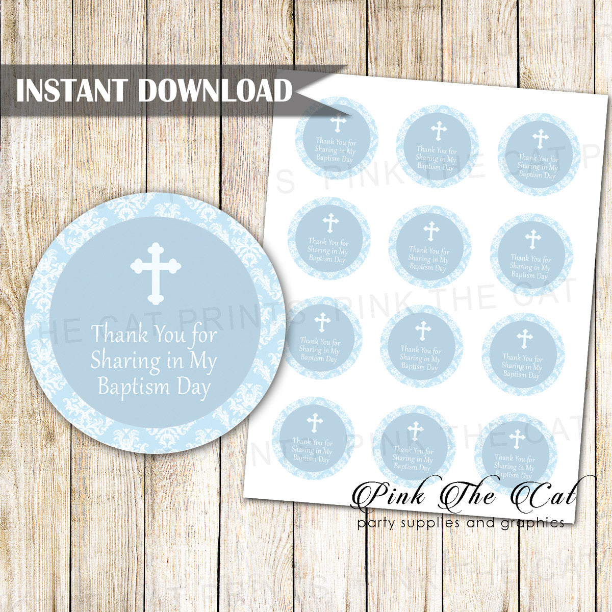 Boy Baptism Labels Christening Tags Communion Stickers Blue Printable