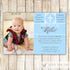 Boy Baptism Invitation Christening Blue Photo Card