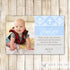 Boy Baptism Dedication Holy Communion Thank You Photo Card Light Blue