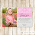 Girl Baptism Christening Holy Communion Thank You Note Photo Card Pink