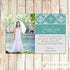 Girl Baptism Christening Holy Communion Thank You Note Photo Card Teal