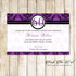 Adult Birthday Invitation Purple Damask