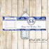 Blue Silver Adult Birthday Water Bottle Label printable