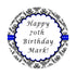 70 stickers 1.5'' royal blue black personalized adult birthday