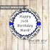 Royal blue black adult birthday label printable instant download