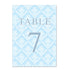 7 Table number cards baby blue white