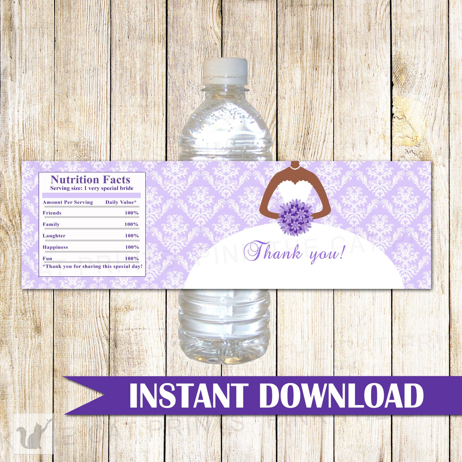 Dress Lavender Bottle Label Wrapper Bridal Shower