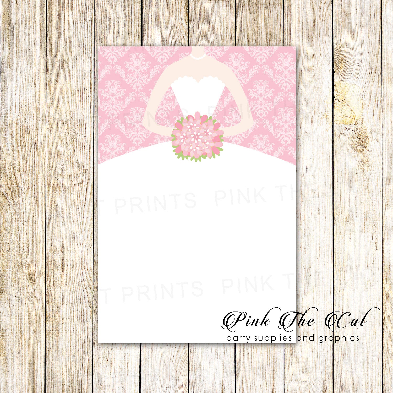 30 thank you cards blank invitations pink dress damask + envelopes