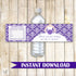 Purple Dress Damask Bottle Label Bridal Shower