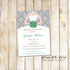 30 Printed Pewter Green Bridal Shower Invitation Damask 