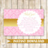 Thank You Card Note Pink Gold Baby Girl Shower