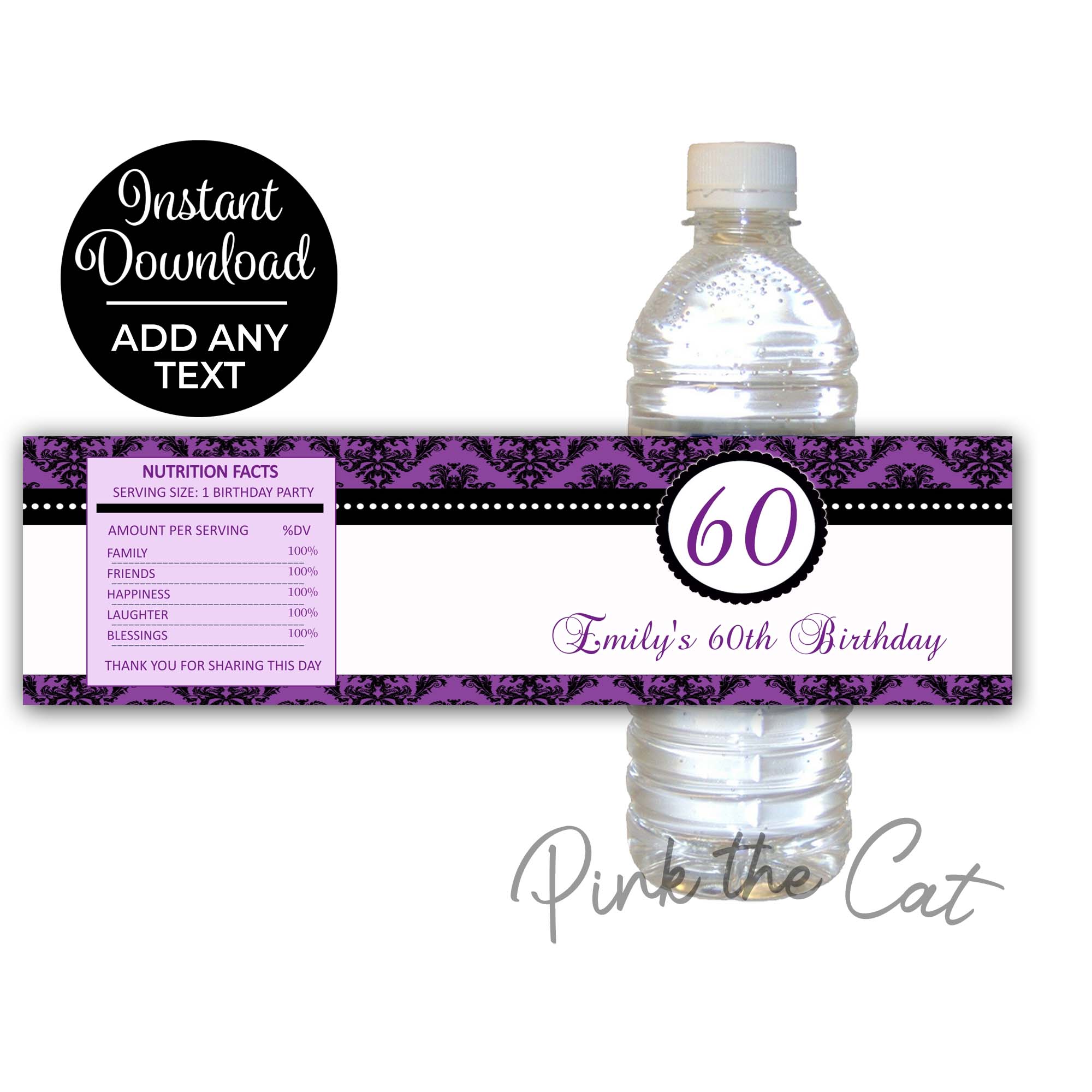 Purple black bottle label