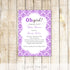 Oh Girl Invitations Baby Shower Purple