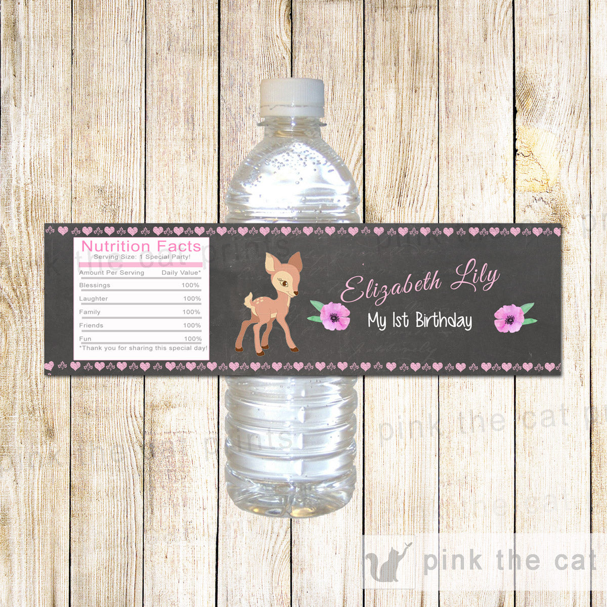 Forest Deer Bottle Labels Baby Shower Birthday