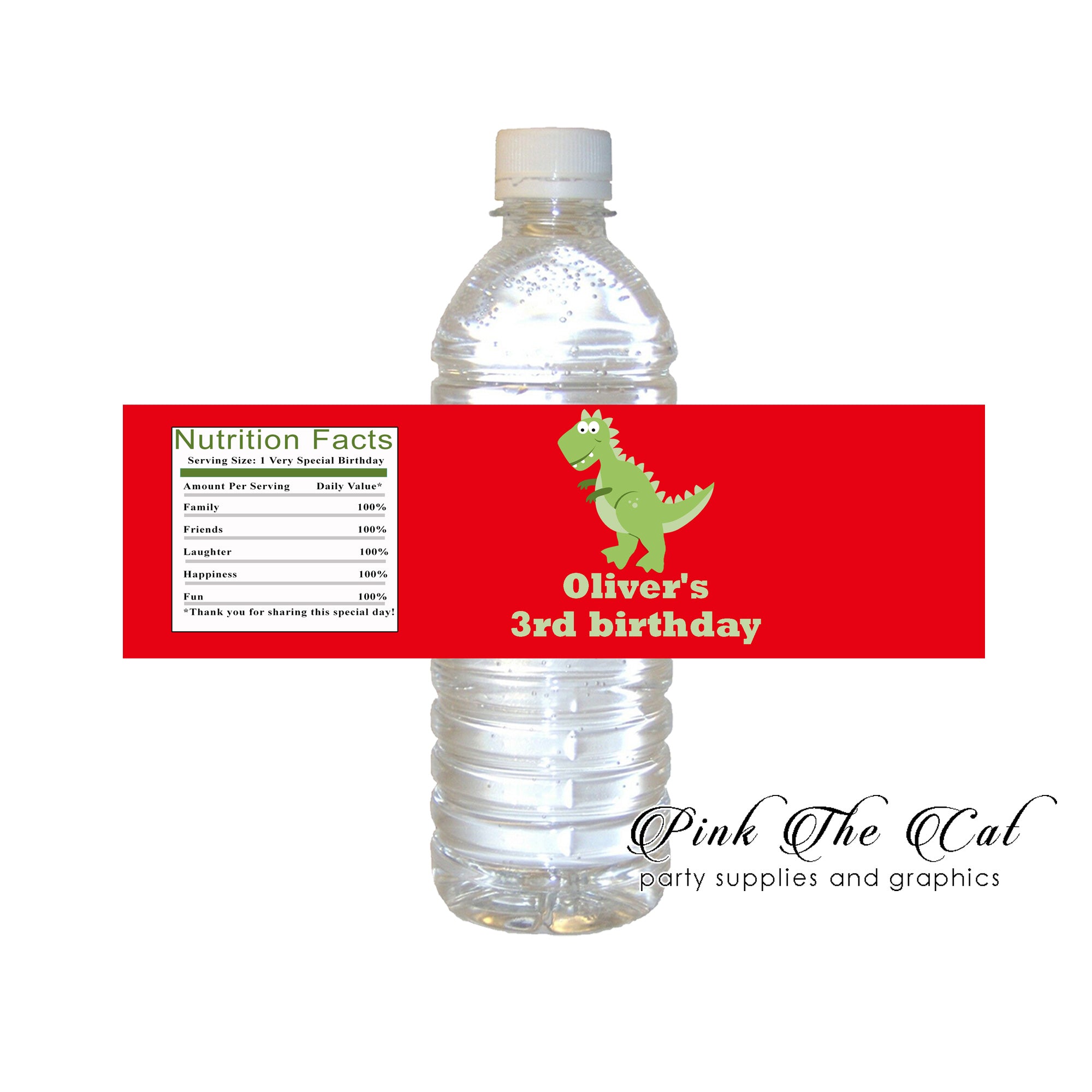 Dinosaur red green bottle label (set of 30)