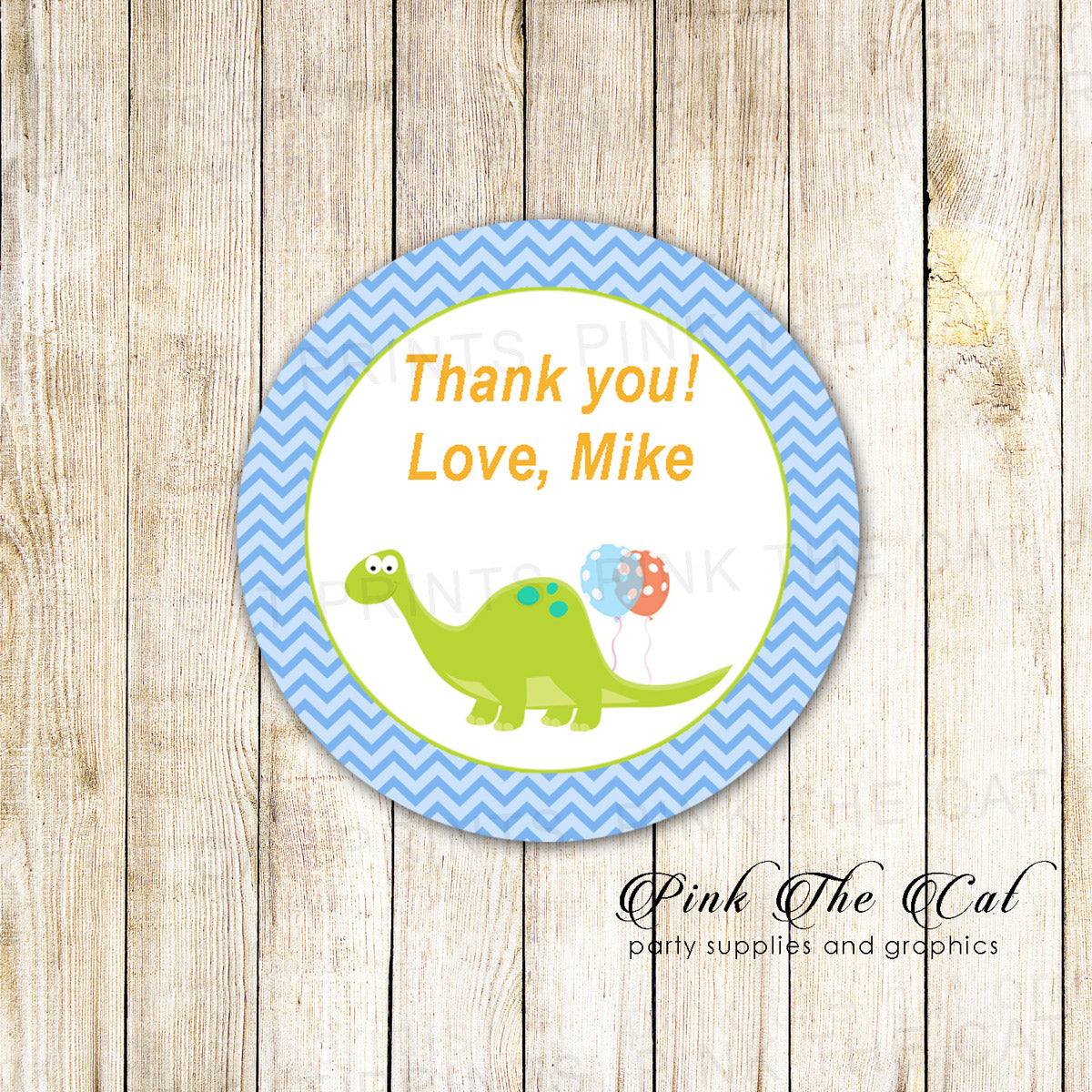 Dinosaur favor label kids birthday party stickers printable