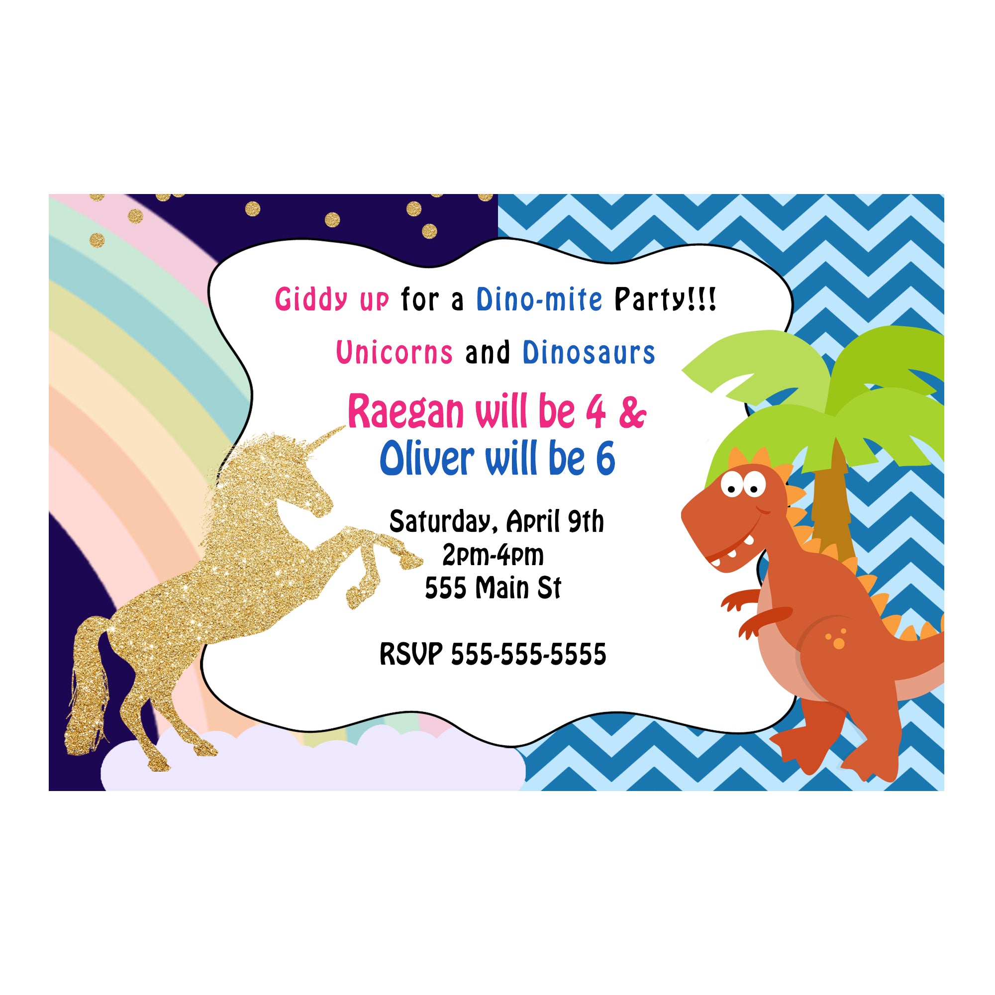 30 dinosaur unicorn invitations kids birthday party with envelopes