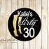 Dirty 30 favor labels gold glitter black printable personalized