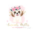 Puppy floral logo watercolor personalized